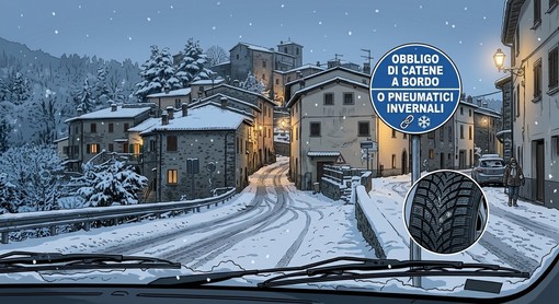 Obbligo di pneumatici invernali o catene sulle strade provinciali dal 15 novembre Obbligo di pneumatici invernali o catene sulle strade provinciali dal 15 novembre