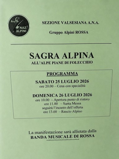 Rossa, Sagra Alpina all’Alpe Piane di Folecchio con il Gruppo Alpini Rossa, Sagra Alpina all’Alpe Piane di Folecchio con il Gruppo Alpini