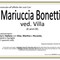 Mariuccia Bonetti, ved. Villa