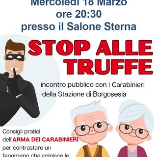 Quarona, “Stop alle truffe”: incontro pubblico con i Carabinieri il 18 marzo al Salone Sterna