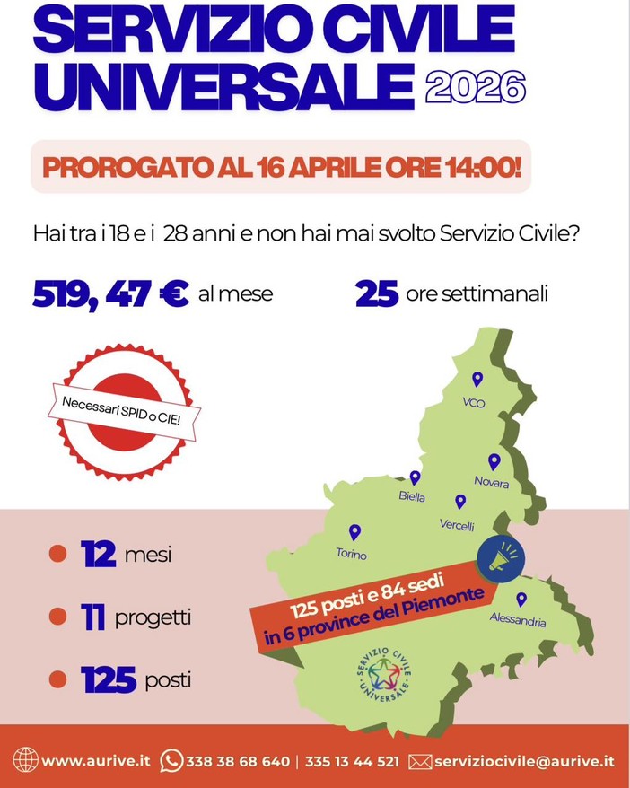 Servizio civile universale 2026, prorogata al 16 aprile la scadenza per presentare domanda Servizio civile universale 2026, prorogata al 16 aprile la scadenza per presentare domanda