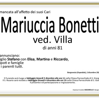 Mariuccia Bonetti, ved. Villa