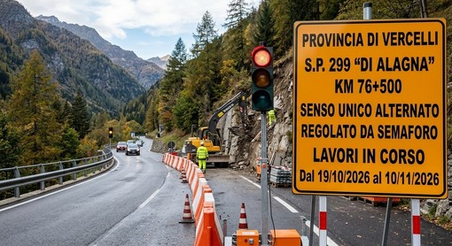 Piode, senso unico alternato sulla Provinciale 299 per lavori al muro e a un attraversamento stradale