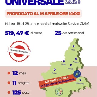 Servizio civile universale 2026, prorogata al 16 aprile la scadenza per presentare domanda