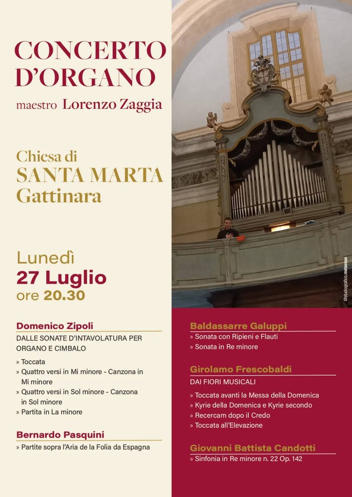 Gattinara, concerto d’organo e triduo nella chiesa di Santa Marta Gattinara, concerto d’organo e triduo nella chiesa di Santa Marta
