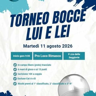 Rimasco, oggi il torneo bocce “Lui e Lei” in piazza delle Seggiovie