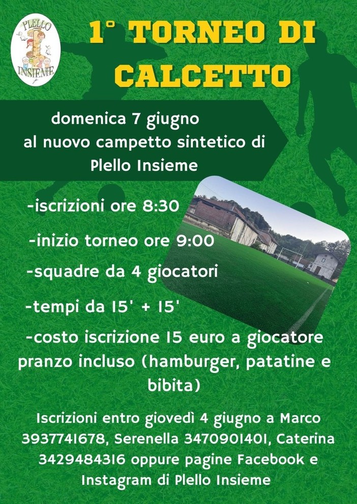A Plello il primo torneo di calcetto sul nuovo campetto sintetico A Plello il primo torneo di calcetto sul nuovo campetto sintetico