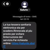 Falso SMS sulla tessera sanitaria, Baglione avverte: «Non cliccate, è una truffa» Falso SMS sulla tessera sanitaria, Baglione avverte: «Non cliccate, è una truffa»