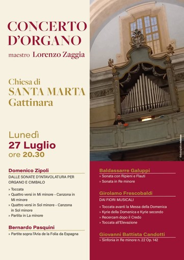 Gattinara, concerto d’organo e triduo nella chiesa di Santa Marta Gattinara, concerto d’organo e triduo nella chiesa di Santa Marta