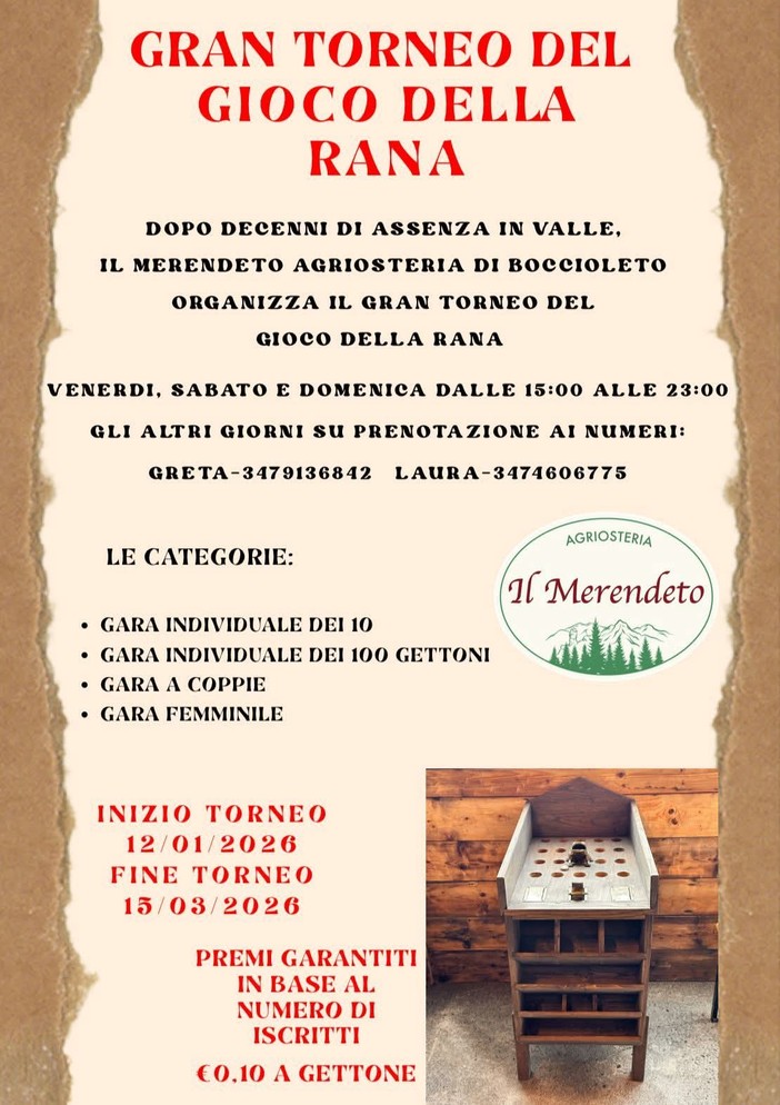 A Boccioleto torna il “Gioco della rana”: al Merendeto parte il gran torneo