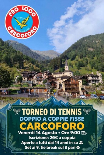 Carcoforo, venerdì il torneo di tennis doppio a coppie fisse