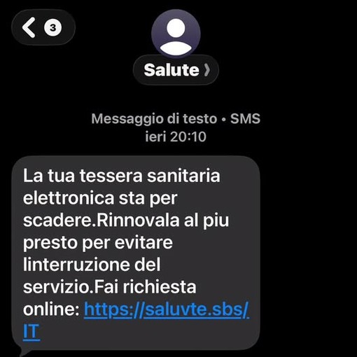 Falso SMS sulla tessera sanitaria, Baglione avverte: «Non cliccate, è una truffa» Falso SMS sulla tessera sanitaria, Baglione avverte: «Non cliccate, è una truffa»