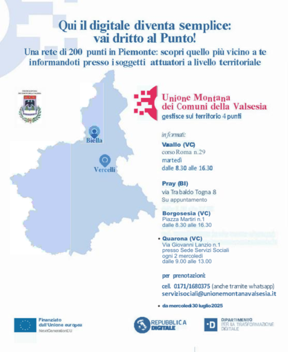 Punto Digitale Facile: UMV Attiva 4 Nuovi Sportelli a Varallo, Pray, Borgosesia e Quarona