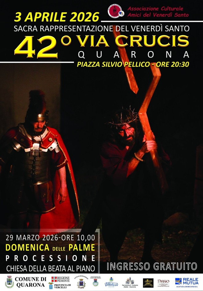 A Quarona torna la Via Crucis: il 3 aprile la 42ª sacra rappresentazione in piazza Silvio Pellico