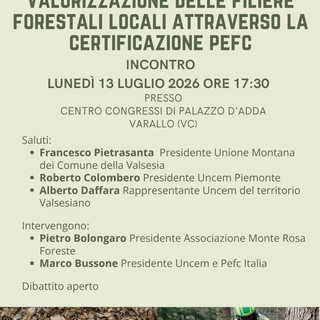 A Varallo un incontro sulla valorizzazione delle filiere forestali locali