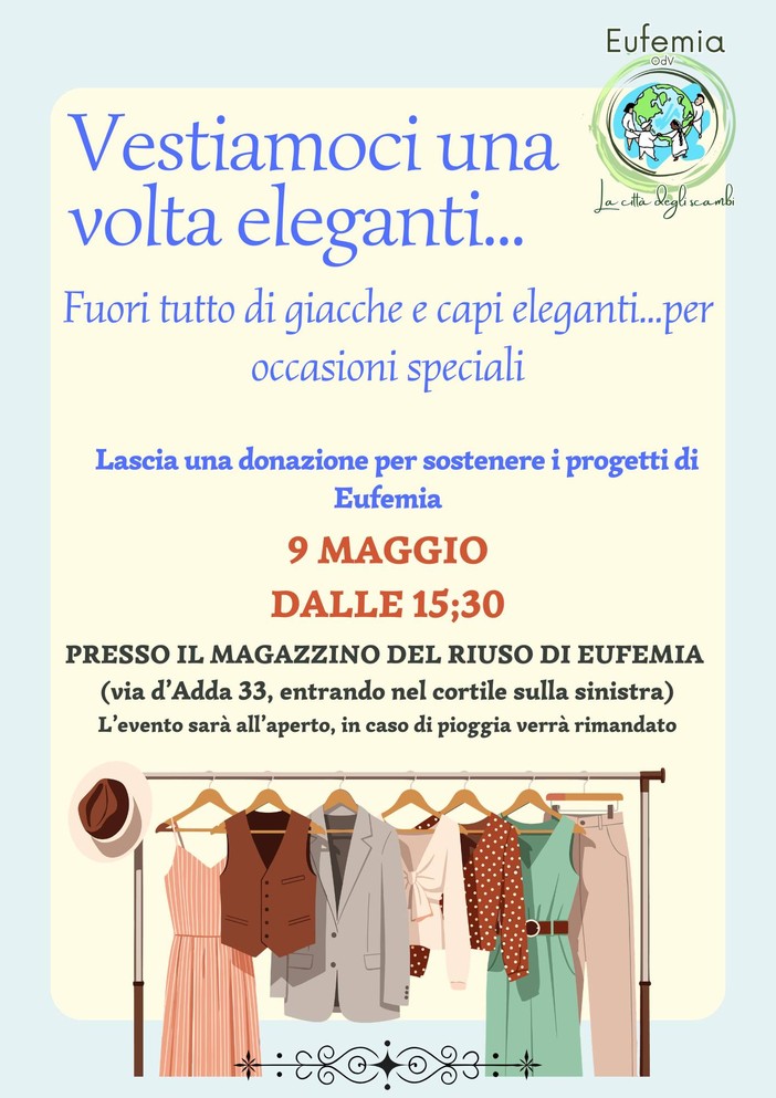 A Varallo il Magazzino del Riuso di Eufemia propone “Vestiamoci una volta eleganti”