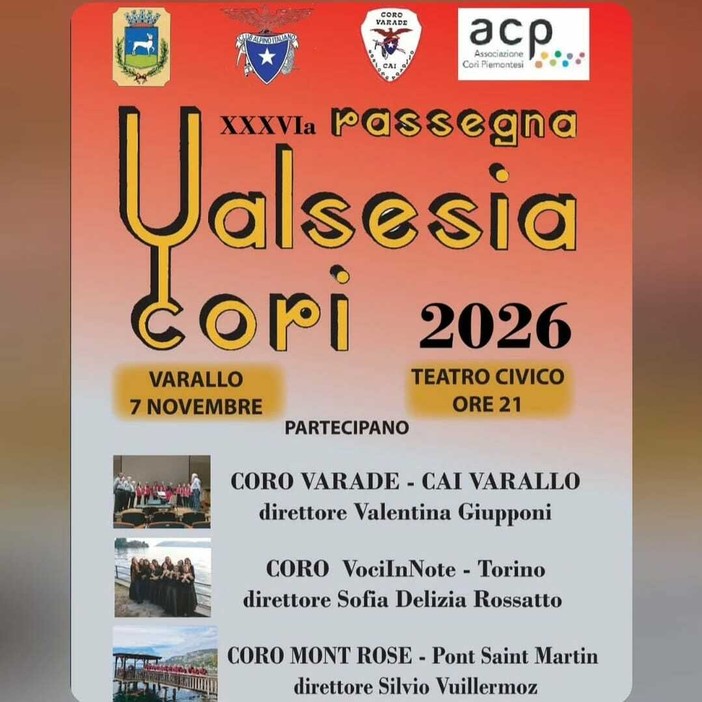 Varallo, il 7 novembre la XXXVI Rassegna Valsesia Cori al Teatro Civico
