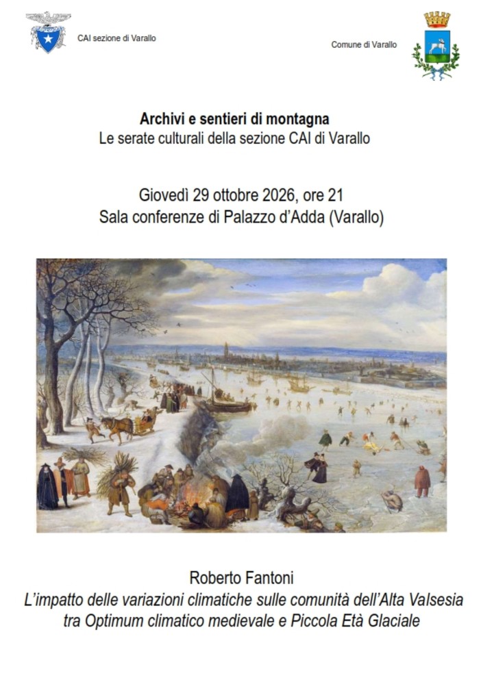 CAI Varallo, al via le “Serate culturali”: primo incontro dedicato al clima e alle comunità dell’Alta Valsesia CAI Varallo, al via le “Serate culturali”: primo incontro dedicato al clima e alle comunità dell’Alta Valsesia