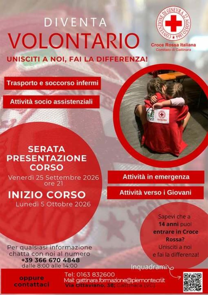 Gattinara, la Croce Rossa cerca nuovi volontari: il 25 settembre la serata di presentazione Gattinara, la Croce Rossa cerca nuovi volontari: il 25 settembre la serata di presentazione