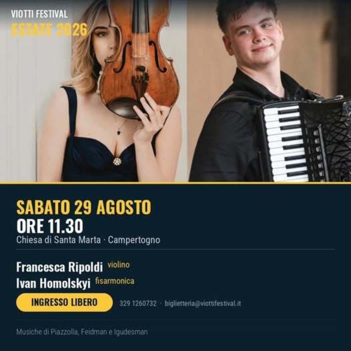 A Campertogno il Viotti Festival incontra tango e klezmer nella Chiesa di Santa Marta