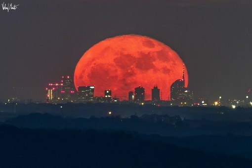 La Luna Rossa che attraversa lo skyline di Milano è nata sulle alture di Nebbiuno FOTO Valerio Minato