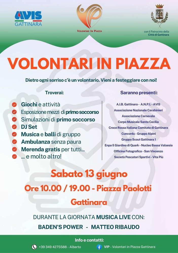 Volontari in Piazza, a Gattinara una giornata per incontrare il mondo del volontariato Volontari in Piazza, a Gattinara una giornata per incontrare il mondo del volontariato