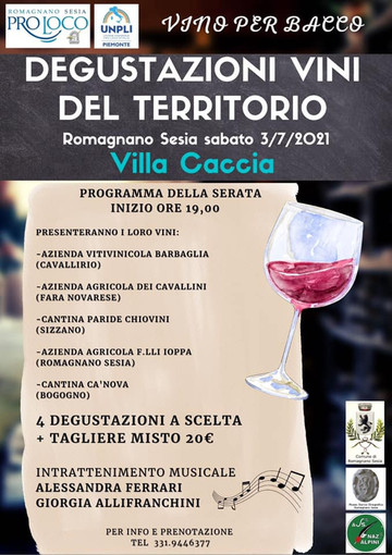 Romagnano: "Vino per Bacco" serata dedicata a vini del territorio Romagnano: "Vino per Bacco" serata dedicata a vini del territorio