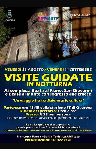 Quarona, visite guidate in notturna tra Beata al Piano, San Giovanni e Beata al Monte Quarona, visite guidate in notturna tra Beata al Piano, San Giovanni e Beata al Monte