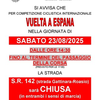 Lozzolo: chiusura della strada s.r.142 per la Vuelta a España