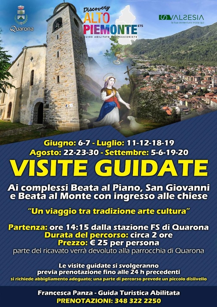 Quarona, visite guidate tra Beata al Piano, San Giovanni e Beata al Monte
