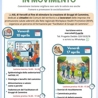 A Vercelli un percorso per formare i facilitatori dei Gruppi di Cammino: due appuntamenti ad aprile con Asl VC