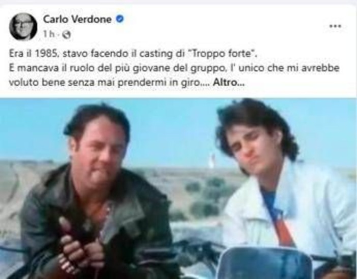 Sanremo, Verdone a Sal Da Vinci: "Oggi 'Troppo Forte' sei tu"