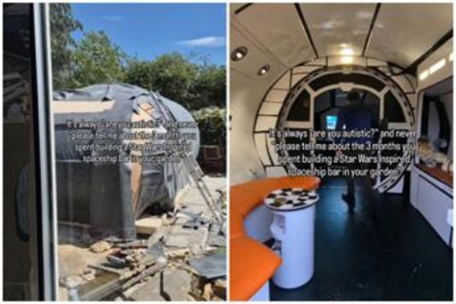 È fan di Star Wars e costruisce un'astronave... in giardino È fan di Star Wars e costruisce un'astronave... in giardino