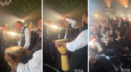 Haaland show al matrimonio di Donnarumma, prende il tamburo e suona la 'Viking Row' Haaland show al matrimonio di Donnarumma, prende il tamburo e suona la 'Viking Row'