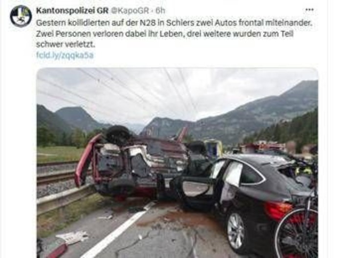 Svizzera, incidente stradale a Schiers: morti due italiani