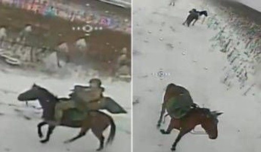 Soldati russi a cavallo, il drone ucraino colpisce Soldati russi a cavallo, il drone ucraino colpisce