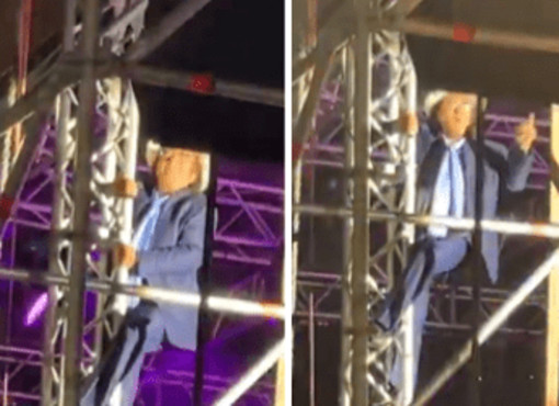 Al Bano versione Spiderman, a 82 anni si arrampica sul palco - Il video