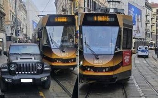 Milano, un’auto parcheggiata male manda in tilt i tram: tutti a piedi Milano, un’auto parcheggiata male manda in tilt i tram: tutti a piedi