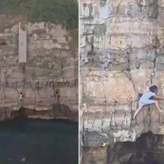 Paura a Polignano a Mare, turista resta bloccata sulla scogliera di Lama Monachile: voleva fare una foto Paura a Polignano a Mare, turista resta bloccata sulla scogliera di Lama Monachile: voleva fare una foto