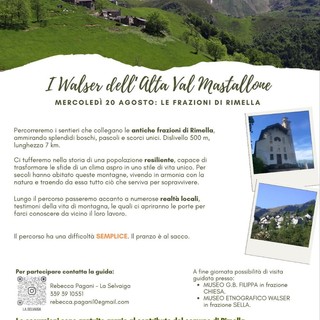 Alla scoperta dei Walser dell’Alta Val Mastallone: presentate le escursioni gratuite