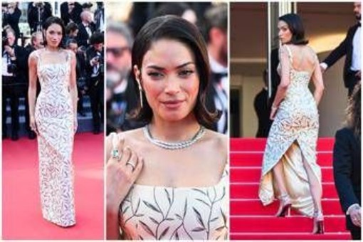 Cannes, Elodie sul tappeto rosso con un look da diva d'altri tempi Cannes, Elodie sul tappeto rosso con un look da diva d'altri tempi