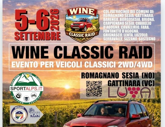 Romagnano Sesia, il Wine Classic Raid raddoppia: due giorni tra motori storici e territorio