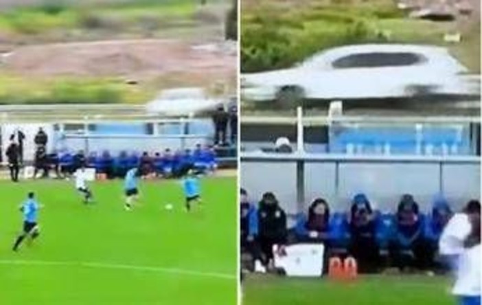 Fallo laterale, palla in autostrada e incidente: lo show del calcio in Uruguay Fallo laterale, palla in autostrada e incidente: lo show del calcio in Uruguay