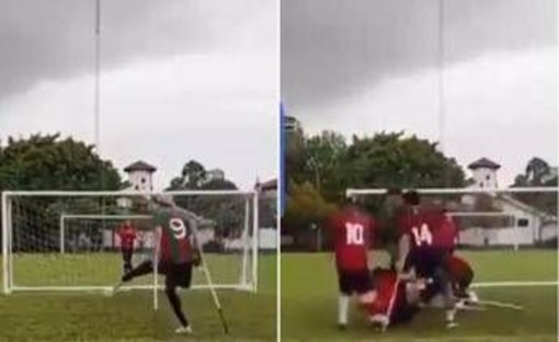 Finale di calcio tra giocatori amputati, maxi-rissa a colpi di stampelle Finale di calcio tra giocatori amputati, maxi-rissa a colpi di stampelle