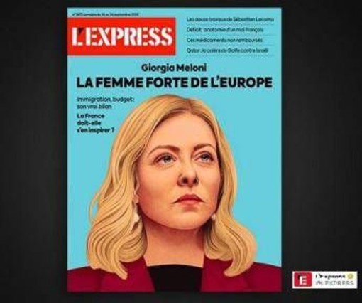 Giorgia Meloni sulla copertina del settimanale L'Express: &quot;La donna forte d'Europa&quot;