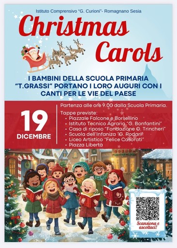 I bambini della primaria “T. Grassi” portano i canti di Natale per le vie di Romagnano Sesia