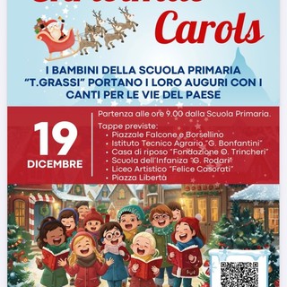 I bambini della primaria “T. Grassi” portano i canti di Natale per le vie di Romagnano Sesia