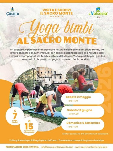 Varallo, yoga per bambini al Sacro Monte: appuntamento il 6 settembre